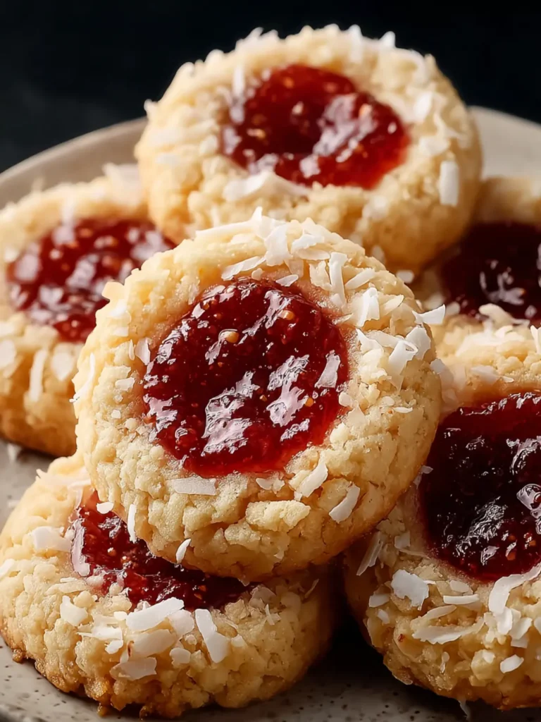 Vanilla Coconut Jam Thumbprint Cookies First Image