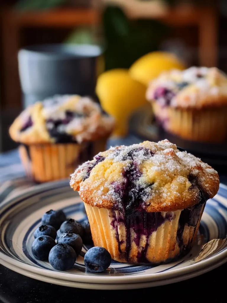 Irresistible Lemon Blueberry Sourdough Muffins Recipe First Image