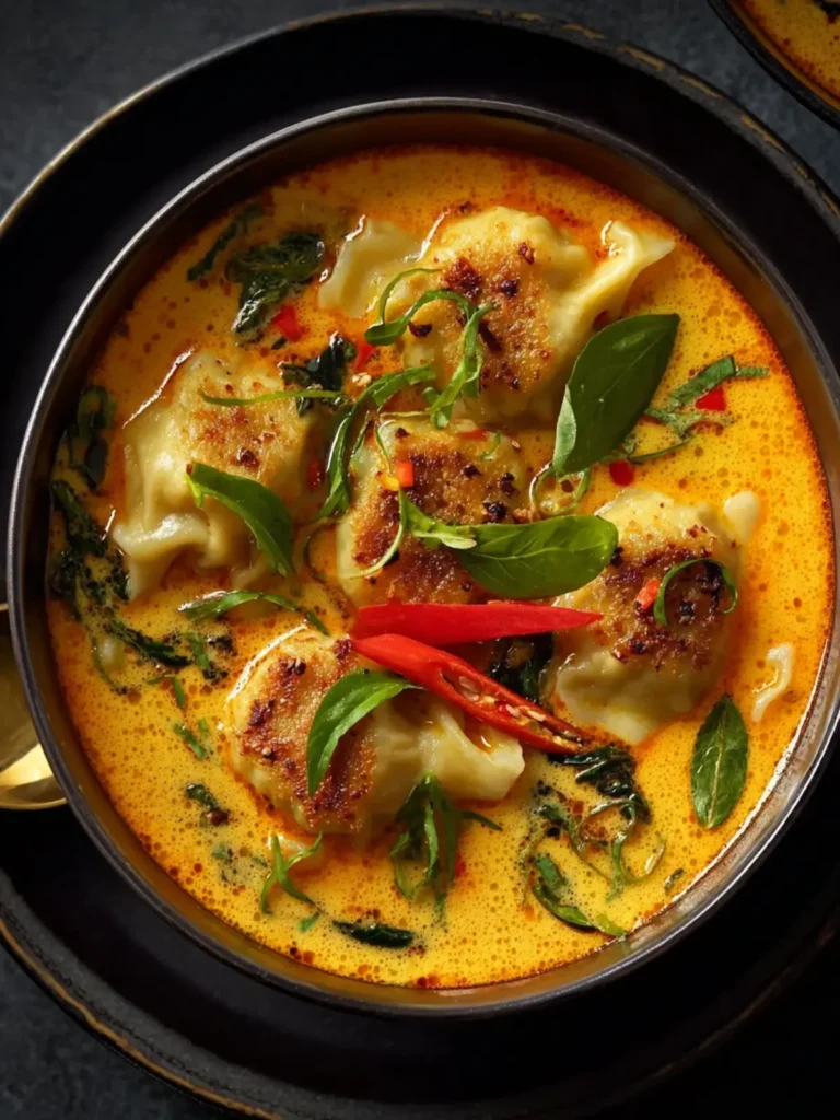 Thai Coconut Curry Soup With Dumplings First Image