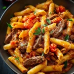 Beef Pasta Recipe in Tomato Sauce First Image
