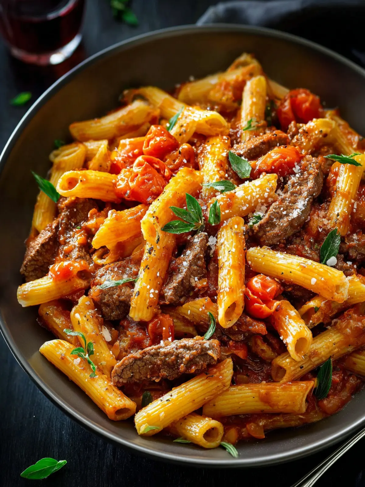 Beef Pasta Recipe in Tomato Sauce First Image