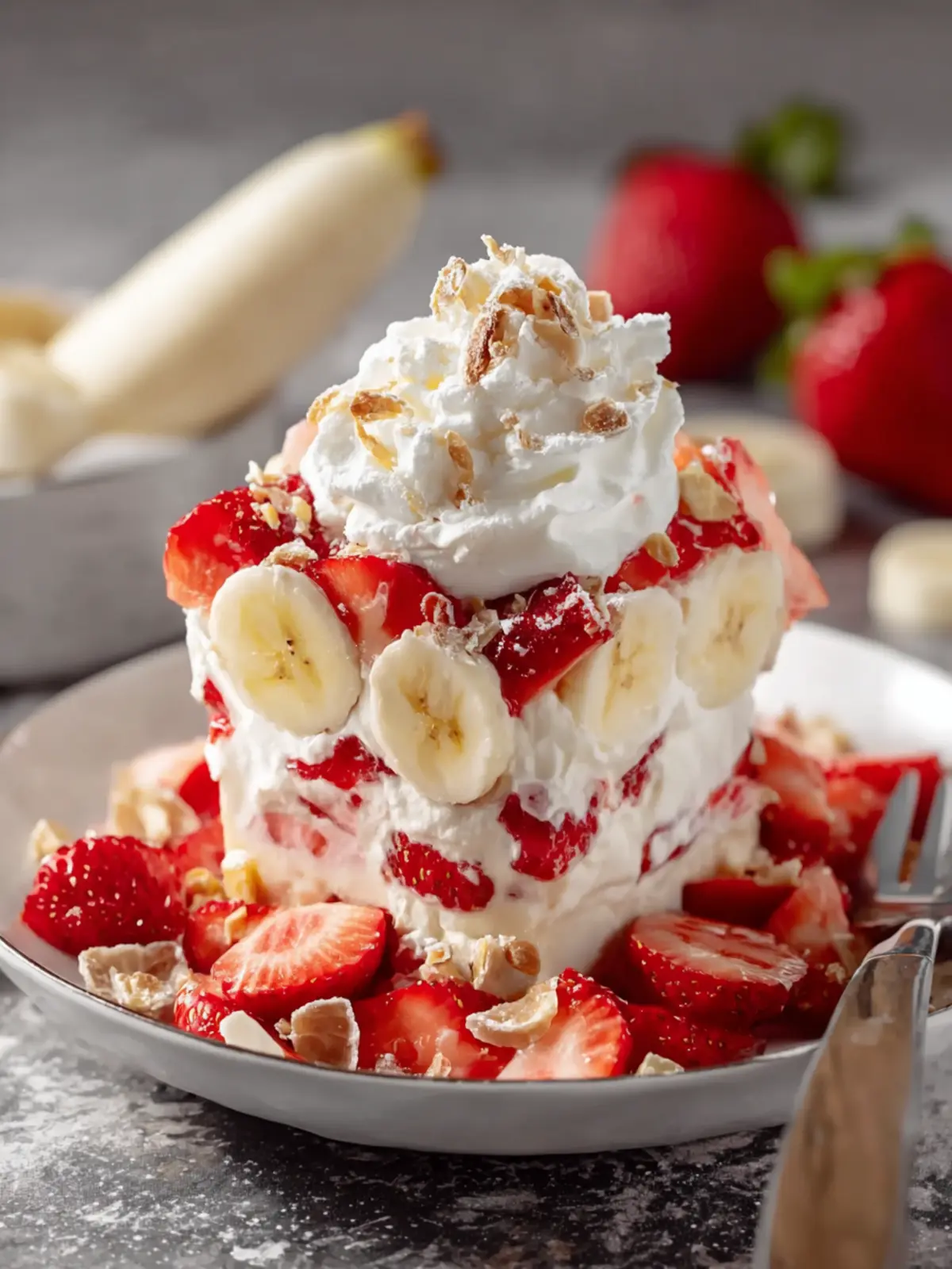 Strawberry Banana Cheesecake Salad: Foolproof 6-Step No-Bake Dessert First Image