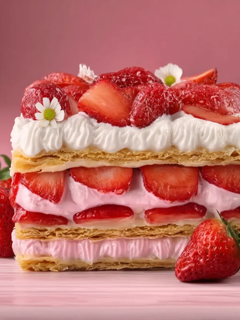Strawberries & Cream Éclair Cake – Irresistible 7-Layer Summer Dessert First Image