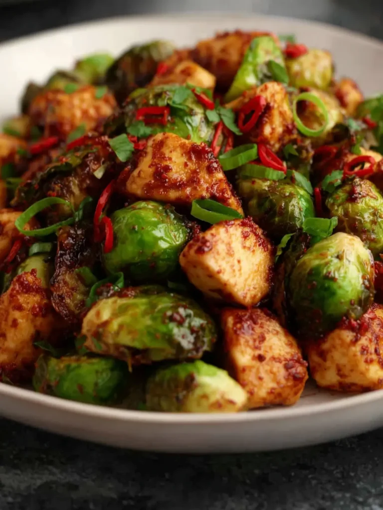 Air Fryer Sweet Chili Chicken Brussels Sprouts Recipe First Image