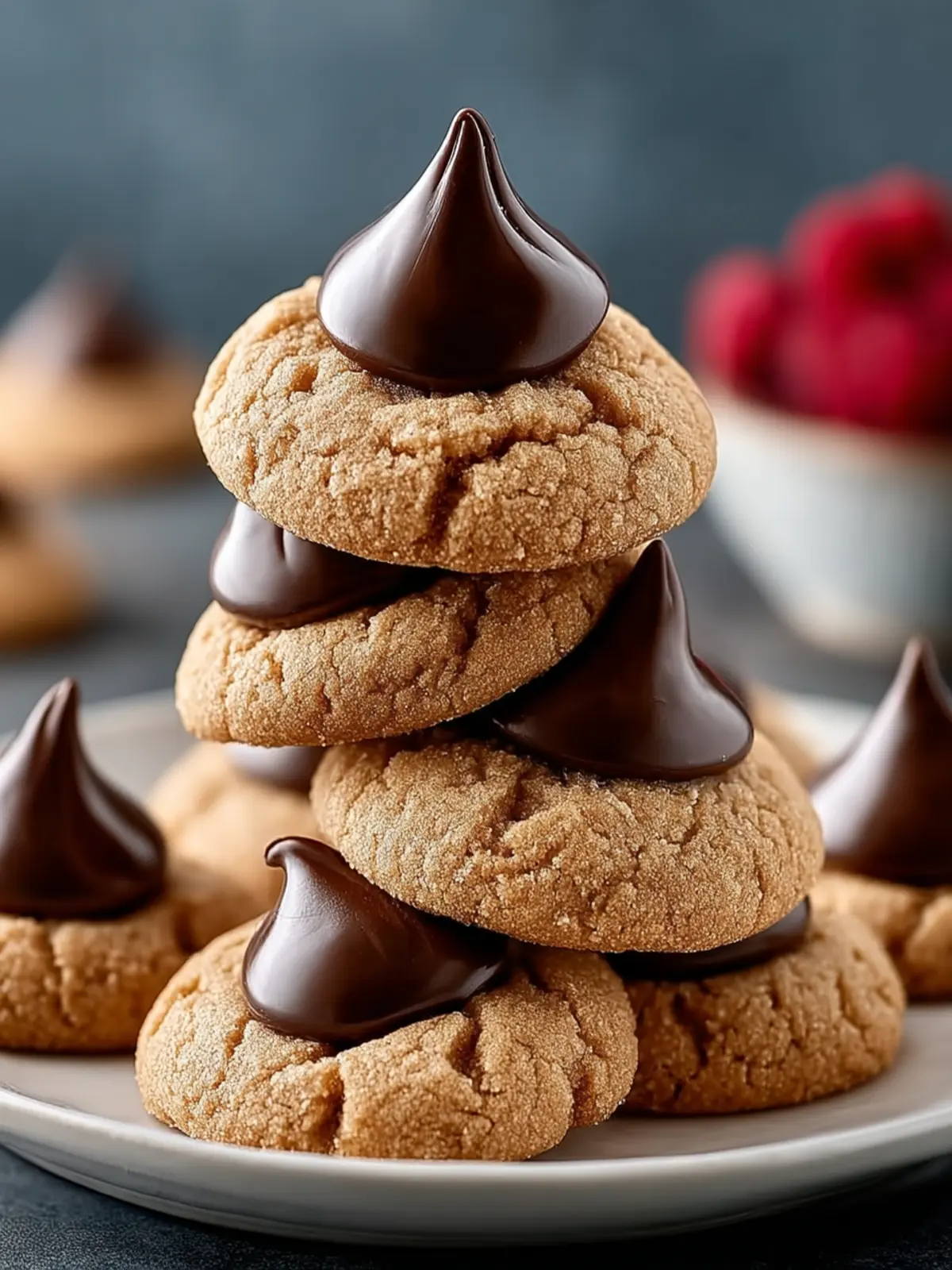 Soft Peanut Butter Cookies With Chocolate Kisses First Image