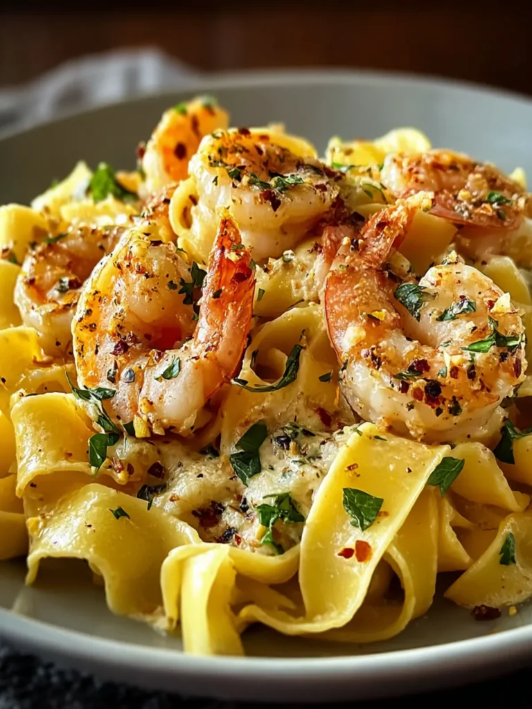 Creamy Shrimp and Roasted Garlic Pappardelle Delight First Image