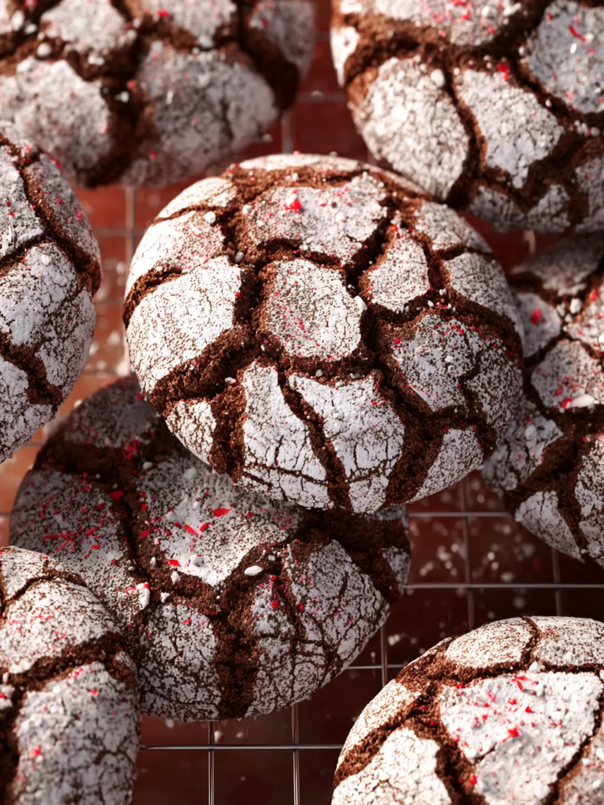 Chocolate Peppermint Crinkle Cookies First Image