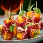 Elegant Prosciutto and Pickled Peach Appetizer Skewers First Image