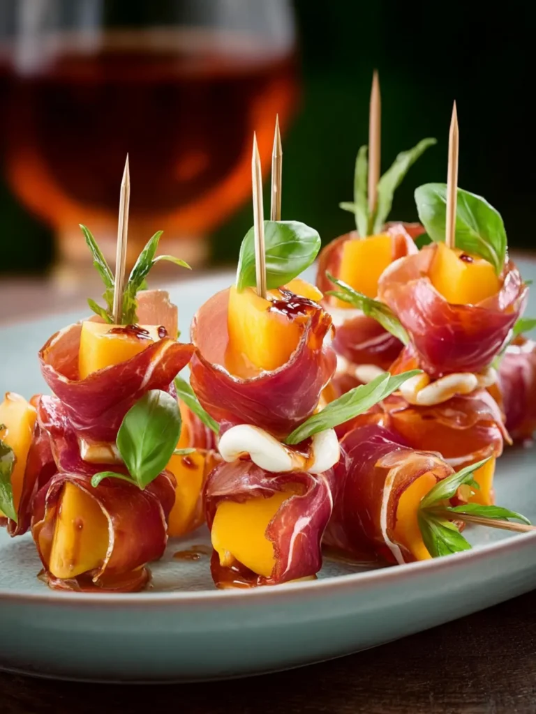 Elegant Prosciutto and Pickled Peach Appetizer Skewers First Image