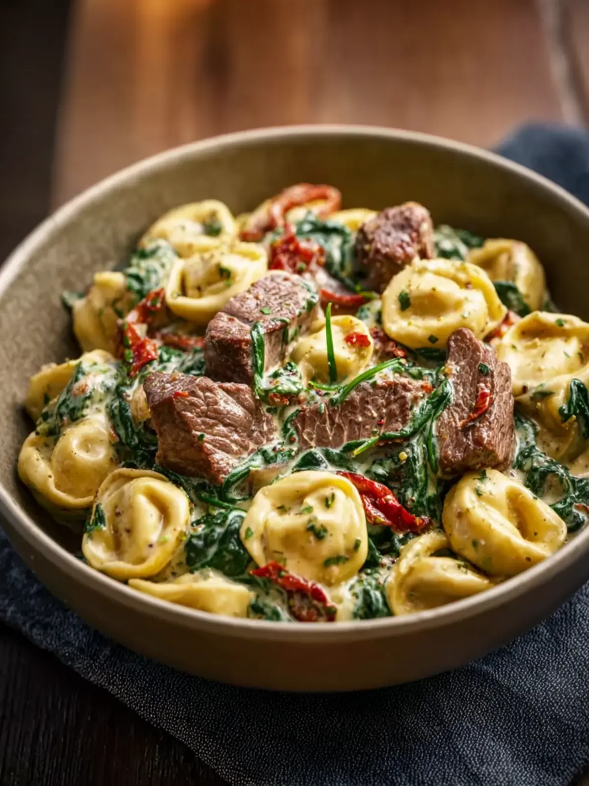 Creamy Tuscan Spinach Steak Bites Tortellini: A Cozy Italian-Inspired Dish First Image
