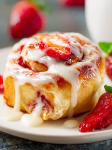 Strawberry Sweet Rolls with Vanilla Cream Cheese Glaze First Image