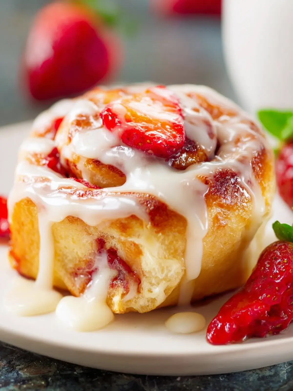 Strawberry Sweet Rolls with Vanilla Cream Cheese Glaze First Image